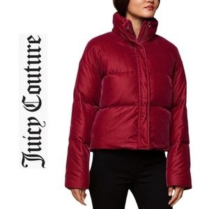 NWT JUICY COUTURE Red Velvet Puffer Coat Jacket